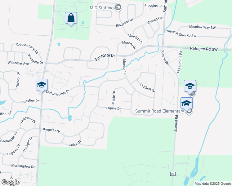 map of restaurants, bars, coffee shops, grocery stores, and more near 942 Mahle Drive in Reynoldsburg