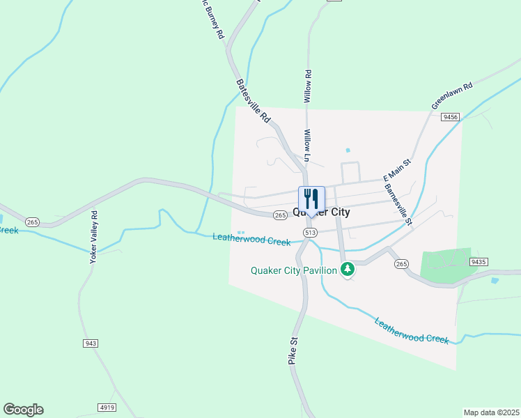 map of restaurants, bars, coffee shops, grocery stores, and more near 46 West Main Street in Quaker City
