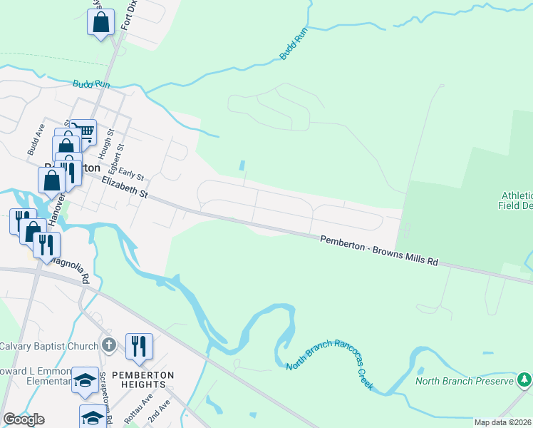 map of restaurants, bars, coffee shops, grocery stores, and more near 141 Kinsley Road in Pemberton