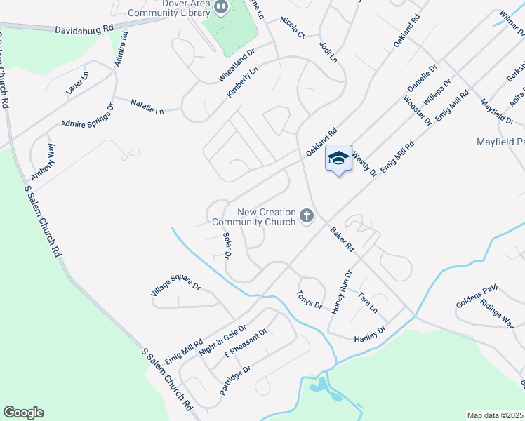 map of restaurants, bars, coffee shops, grocery stores, and more near 3009 Milky Way in Dover