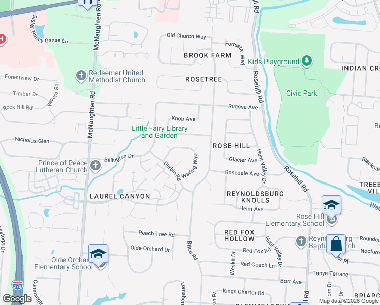 map of restaurants, bars, coffee shops, grocery stores, and more near 6423 Plankton Drive in Columbus