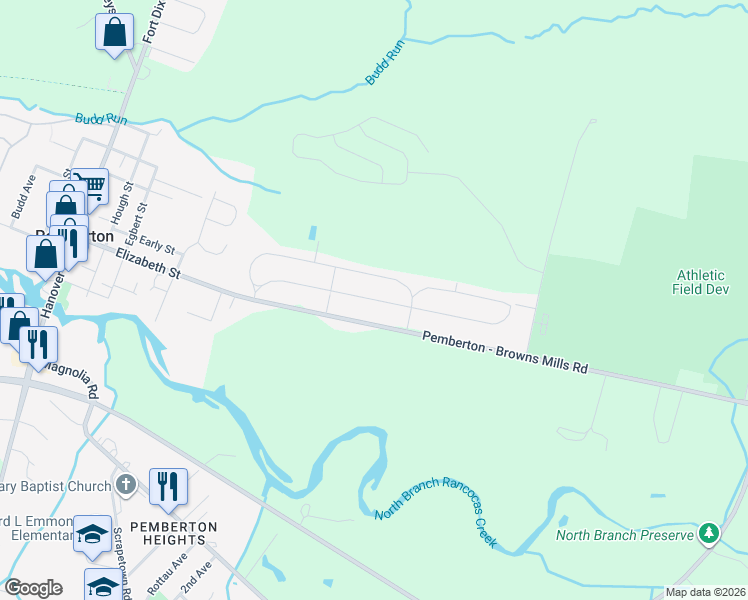 map of restaurants, bars, coffee shops, grocery stores, and more near 158 Kinsley Road in Pemberton