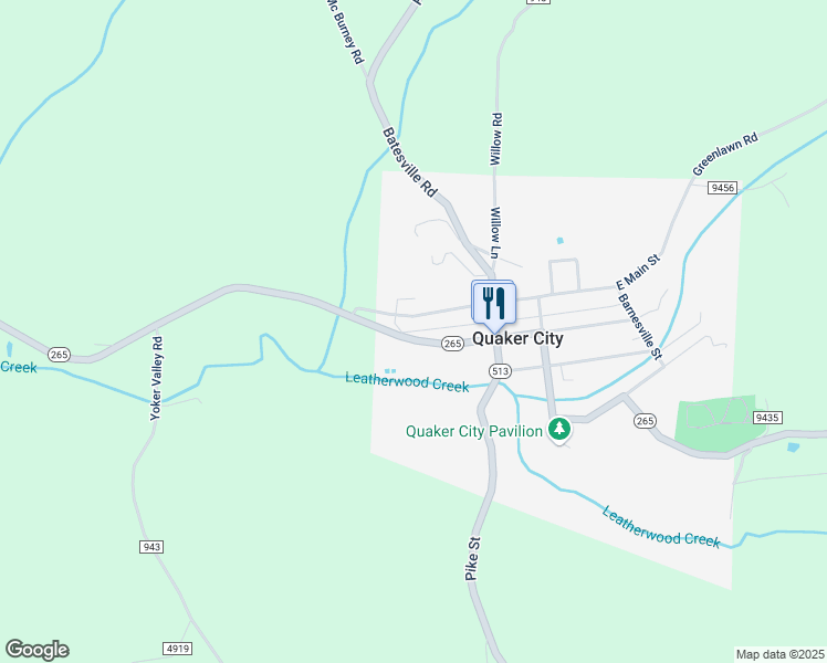map of restaurants, bars, coffee shops, grocery stores, and more near 46 West Main Street in Quaker City