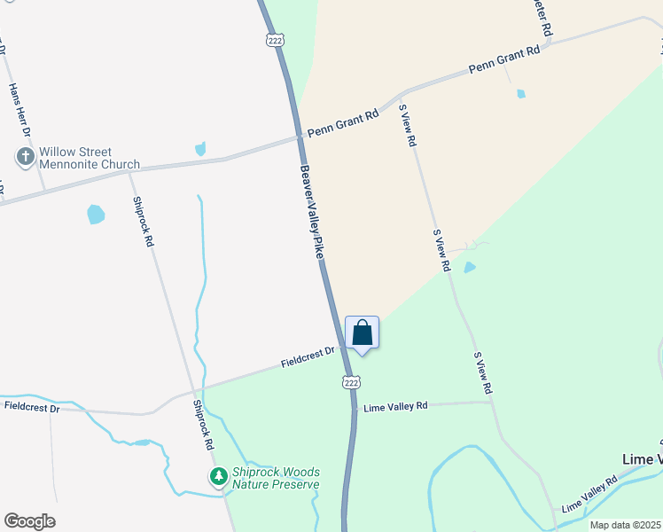 map of restaurants, bars, coffee shops, grocery stores, and more near 1101 Beaver Valley Pike in Lancaster