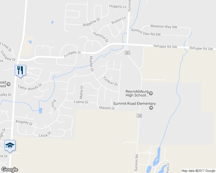 map of restaurants, bars, coffee shops, grocery stores, and more near 990 Mueller Drive in Reynoldsburg