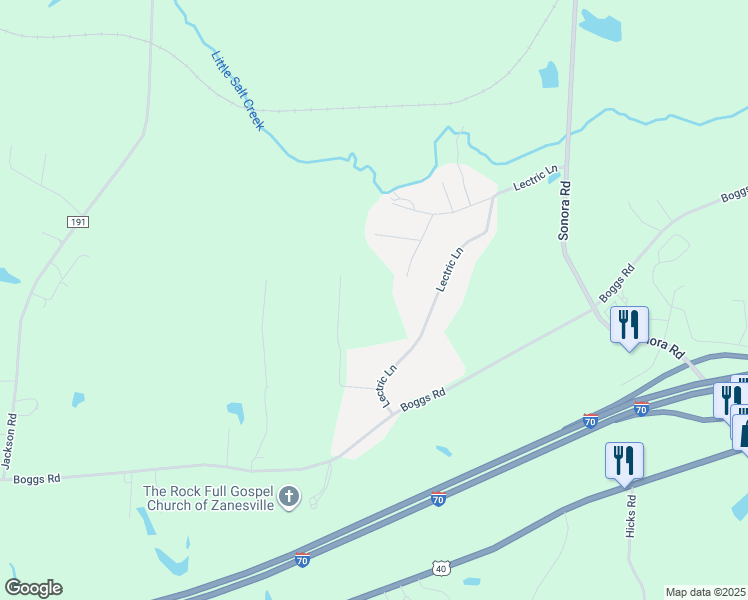 map of restaurants, bars, coffee shops, grocery stores, and more near 1170 Greiner Drive in Zanesville