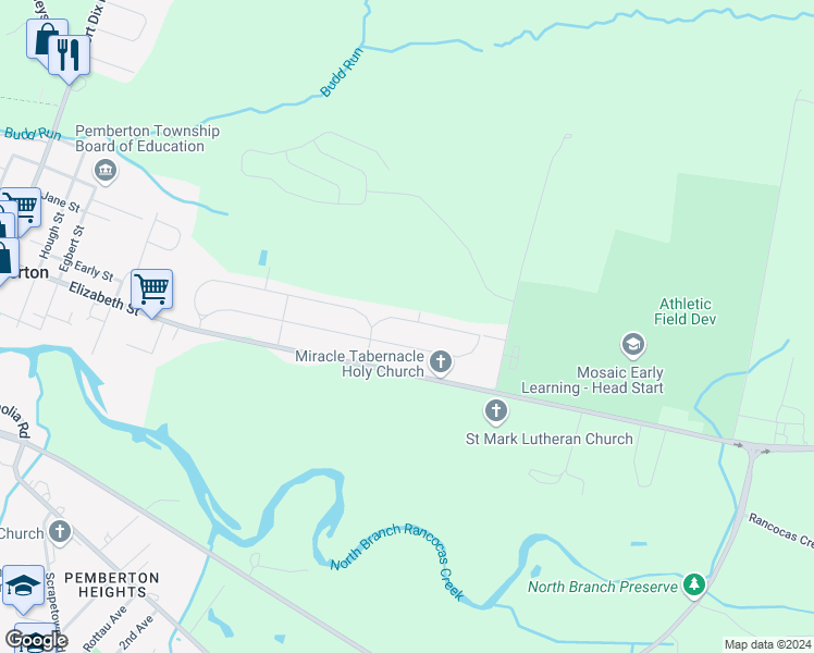 map of restaurants, bars, coffee shops, grocery stores, and more near 193 Norcross Lane in Pemberton