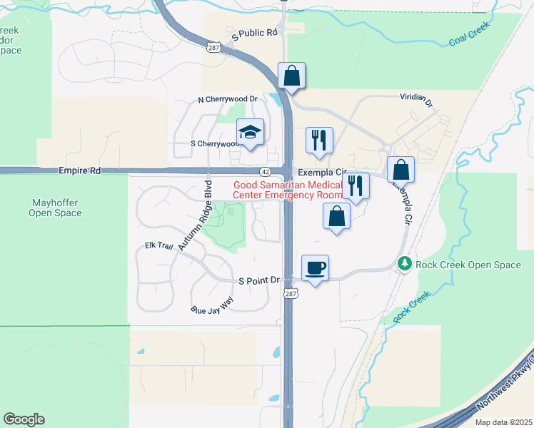 map of restaurants, bars, coffee shops, grocery stores, and more near 217 Remuda Lane in Lafayette