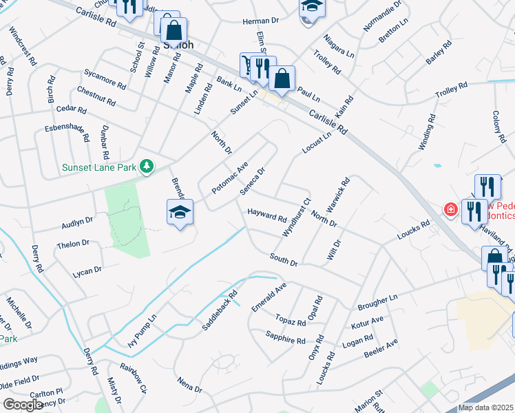 map of restaurants, bars, coffee shops, grocery stores, and more near 1871 Hayward Road in York