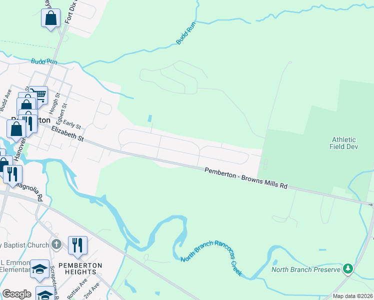 map of restaurants, bars, coffee shops, grocery stores, and more near 158 Kinsley Road in Pemberton