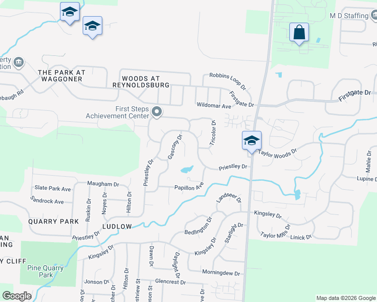 map of restaurants, bars, coffee shops, grocery stores, and more near 820 Bernese Court in Reynoldsburg