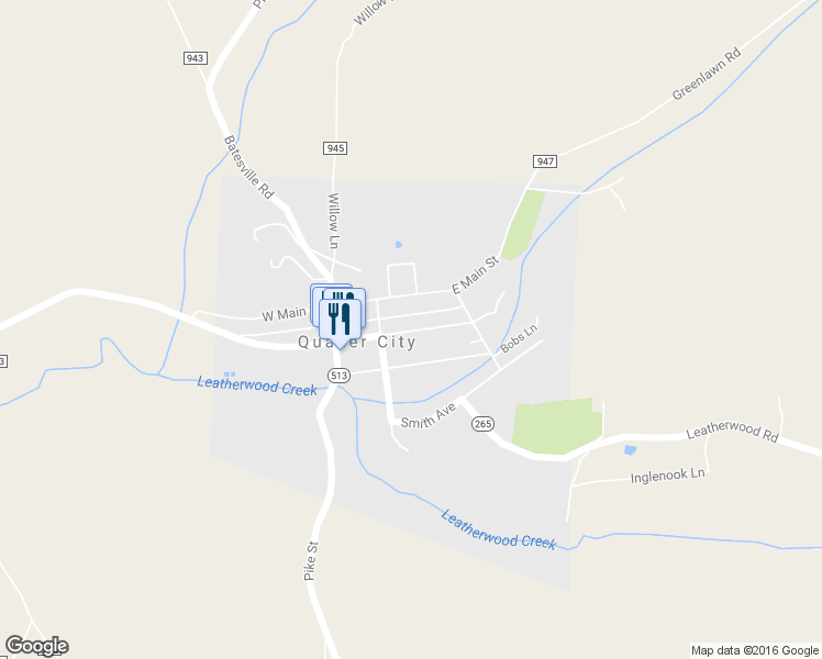 map of restaurants, bars, coffee shops, grocery stores, and more near 236 Broadway St in Quaker City