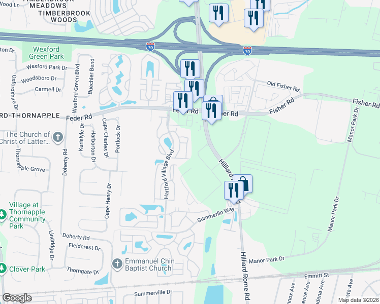 map of restaurants, bars, coffee shops, grocery stores, and more near 926 Carex Lane in Columbus