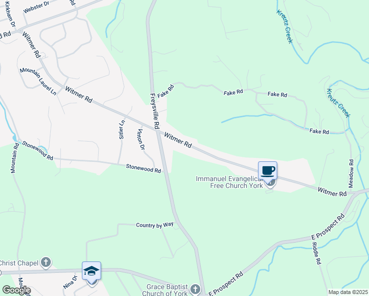 map of restaurants, bars, coffee shops, grocery stores, and more near 930 Witmer Road in York