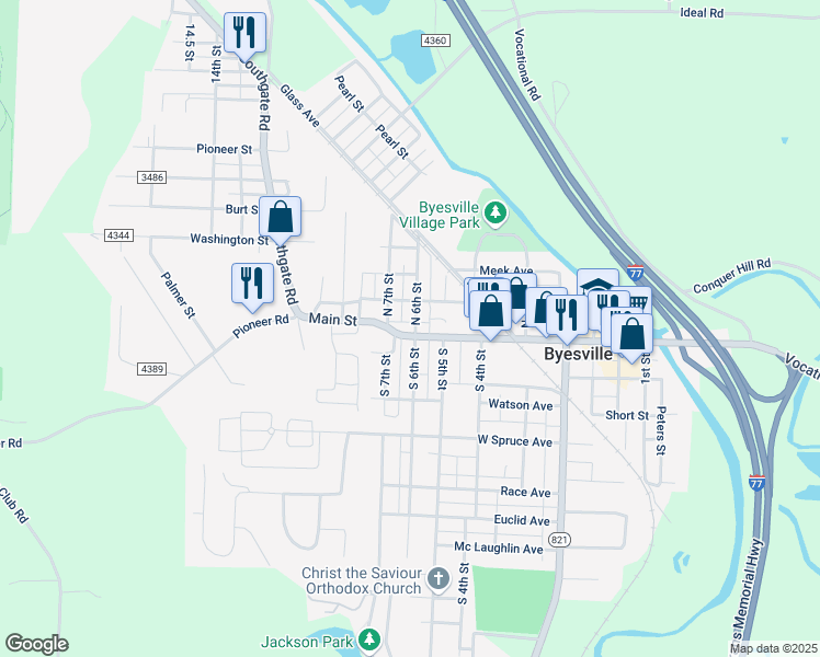map of restaurants, bars, coffee shops, grocery stores, and more near 199 North 6th Street in Byesville