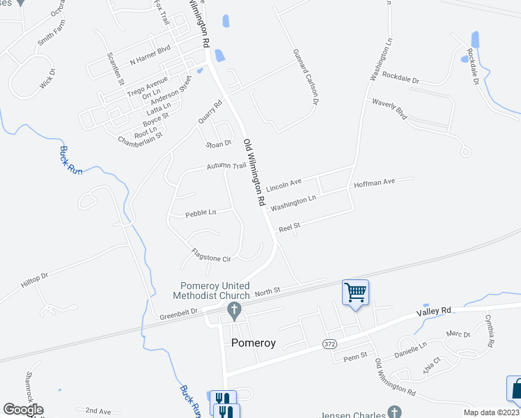 map of restaurants, bars, coffee shops, grocery stores, and more near 945 Old Wilmington Road in Coatesville