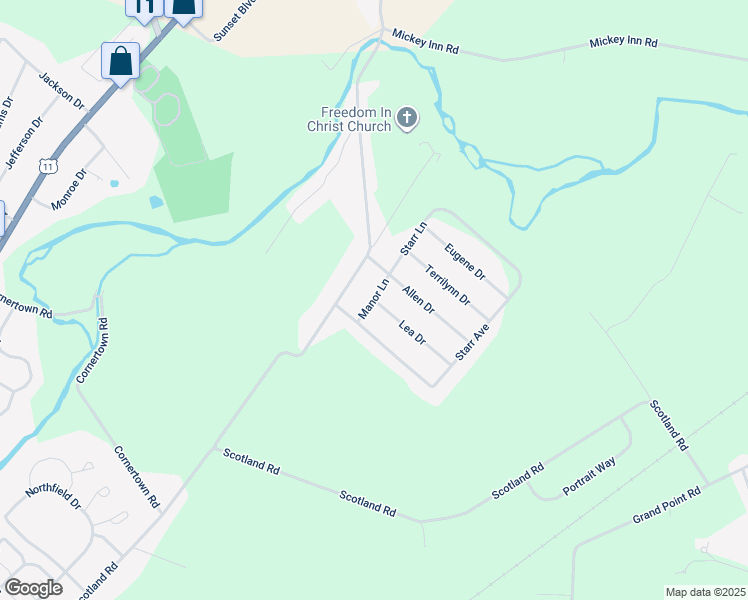 map of restaurants, bars, coffee shops, grocery stores, and more near 3709 Manor Lane in Chambersburg