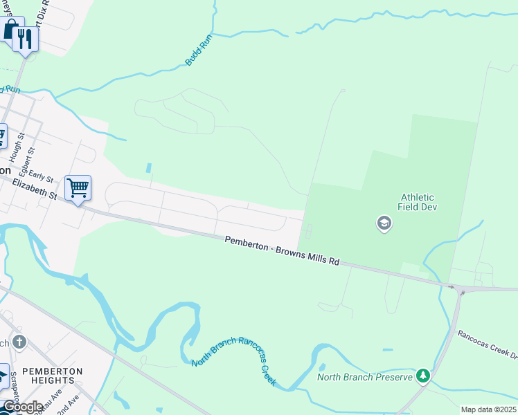 map of restaurants, bars, coffee shops, grocery stores, and more near 200 Norcross Lane in Pemberton