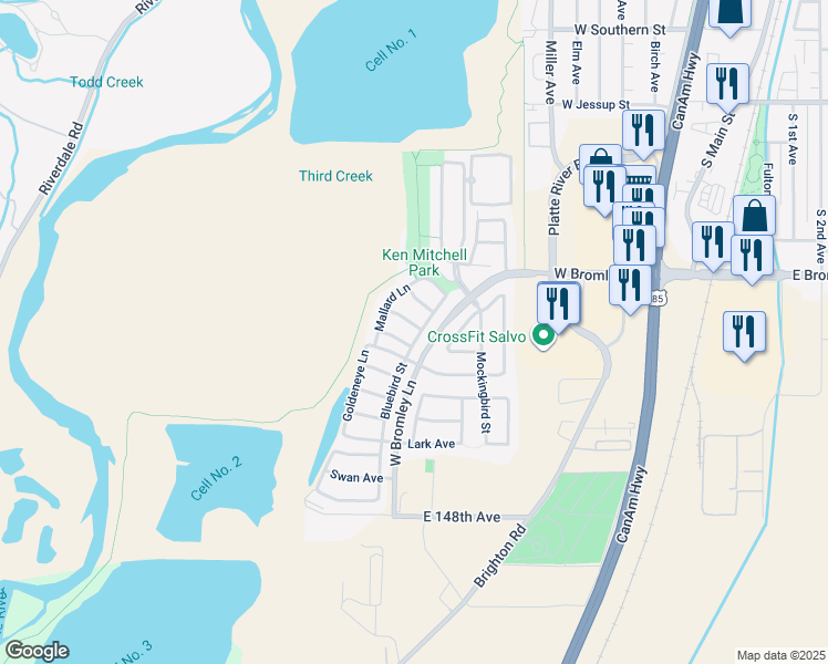 map of restaurants, bars, coffee shops, grocery stores, and more near 1216 Finch Avenue in Brighton