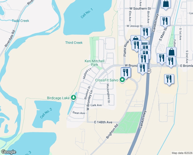 map of restaurants, bars, coffee shops, grocery stores, and more near 1216 Finch Avenue in Brighton