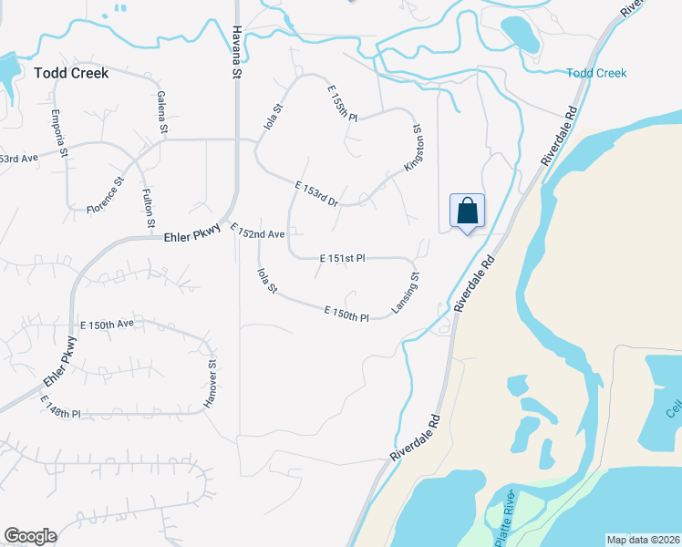 map of restaurants, bars, coffee shops, grocery stores, and more near 10900 East 151st Place in Brighton