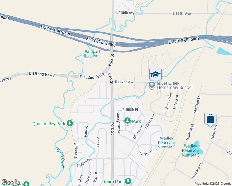map of restaurants, bars, coffee shops, grocery stores, and more near 15110 Gaylord Street in Brighton