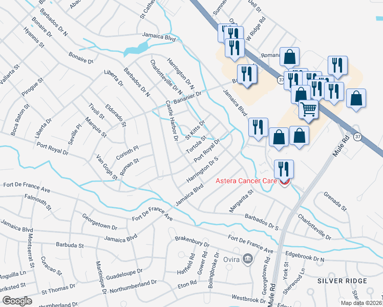 map of restaurants, bars, coffee shops, grocery stores, and more near 16 Tortola Street in Toms River