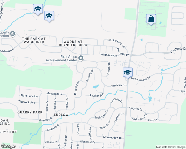 map of restaurants, bars, coffee shops, grocery stores, and more near 820 Bernese Court in Reynoldsburg