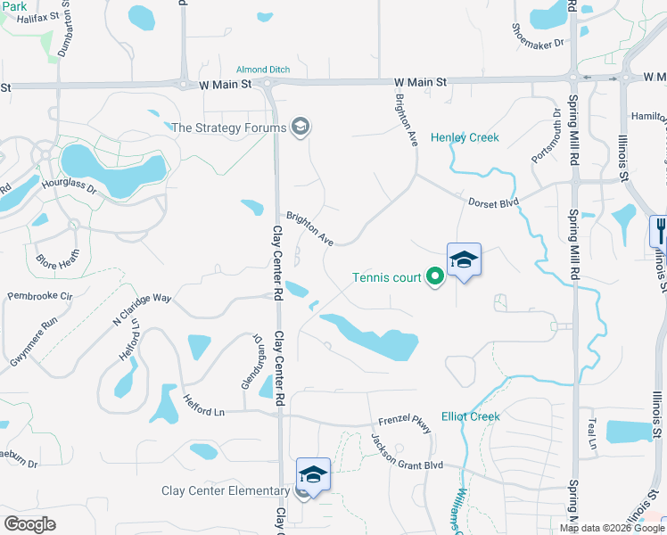 map of restaurants, bars, coffee shops, grocery stores, and more near 744 Mayfair Lane in Carmel