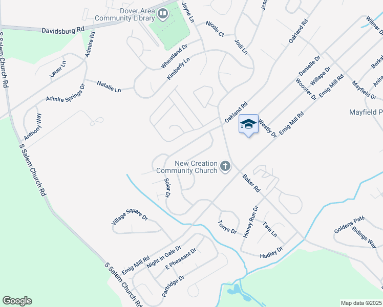 map of restaurants, bars, coffee shops, grocery stores, and more near 3012 Milky Way in Dover