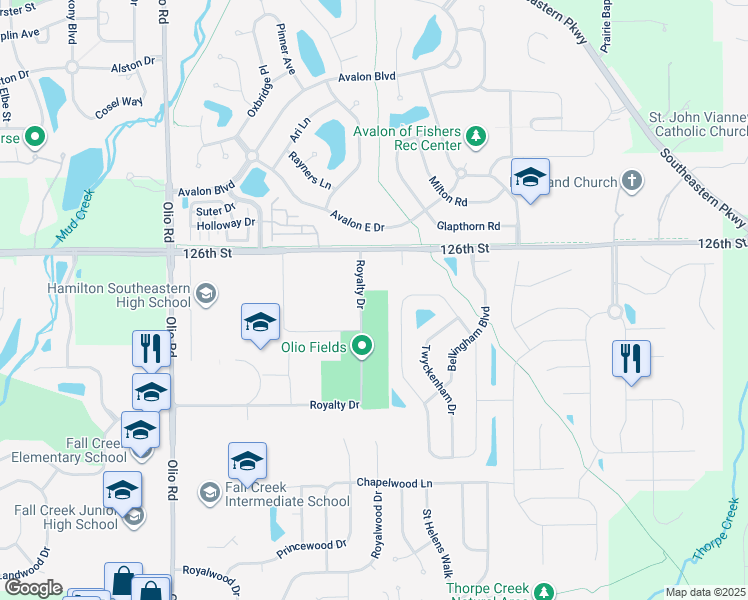 map of restaurants, bars, coffee shops, grocery stores, and more near in Hamilton County