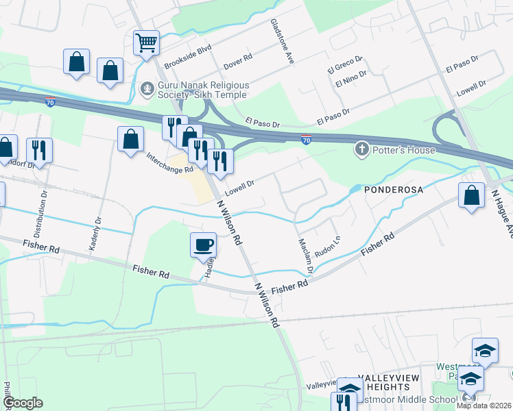 map of restaurants, bars, coffee shops, grocery stores, and more near 3502 Lindendale Drive in Columbus
