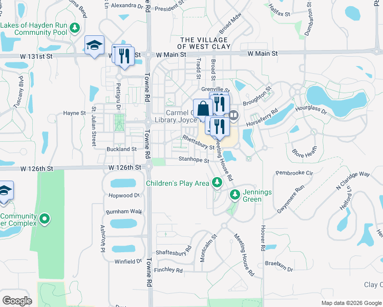 map of restaurants, bars, coffee shops, grocery stores, and more near 1971 Stanhope Street in Carmel