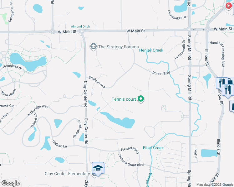 map of restaurants, bars, coffee shops, grocery stores, and more near 12839 Norfolk Lane in Carmel