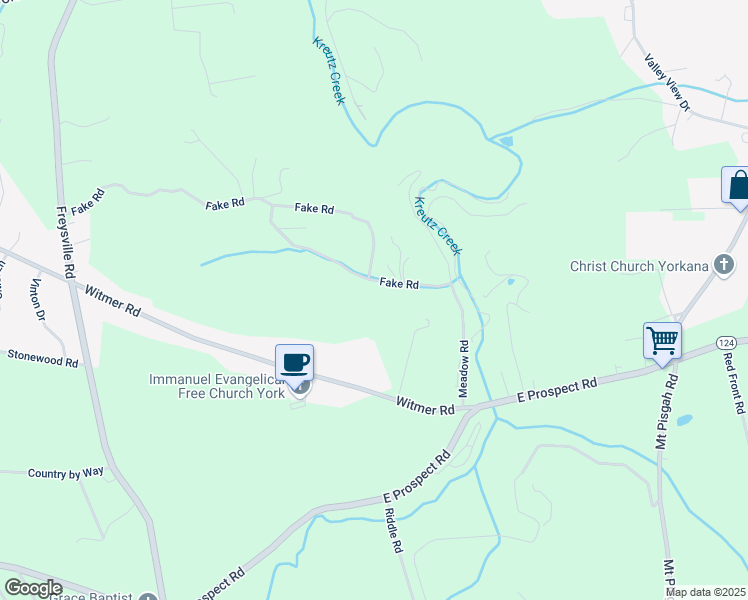 map of restaurants, bars, coffee shops, grocery stores, and more near 1205 Witmer Road in York