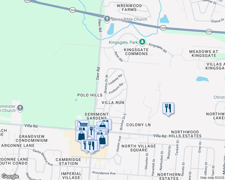map of restaurants, bars, coffee shops, grocery stores, and more near 1134 Armsgate Road in Springfield