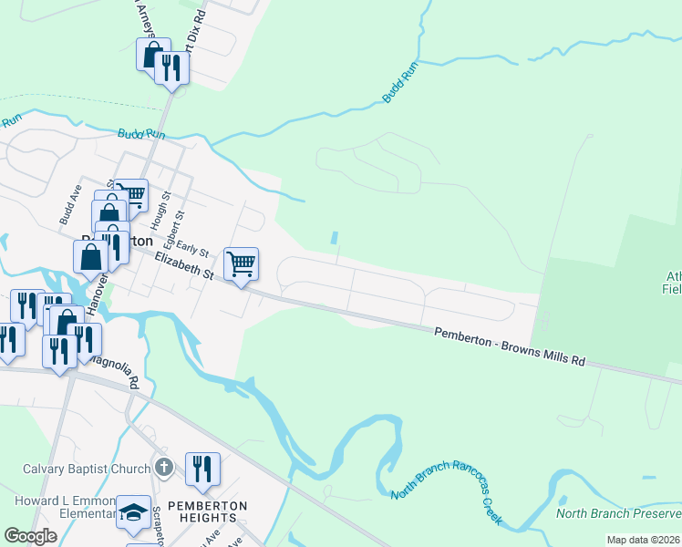 map of restaurants, bars, coffee shops, grocery stores, and more near 125 Kinsley Road in Pemberton