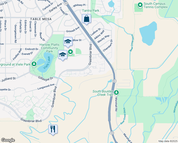 map of restaurants, bars, coffee shops, grocery stores, and more near in Boulder