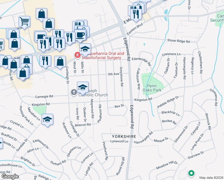 map of restaurants, bars, coffee shops, grocery stores, and more near 311 Lyndhurst Road in East York