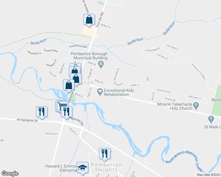 map of restaurants, bars, coffee shops, grocery stores, and more near 54 Elizabeth Street in Pemberton