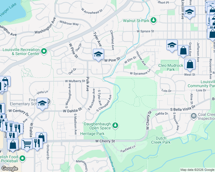 map of restaurants, bars, coffee shops, grocery stores, and more near 531 West Hackberry Street in Louisville