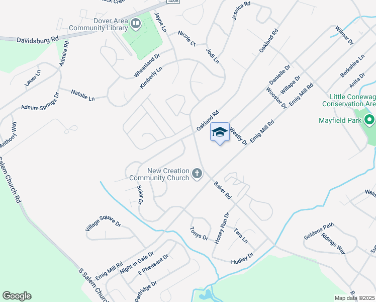 map of restaurants, bars, coffee shops, grocery stores, and more near 3059 Milky Way in Dover