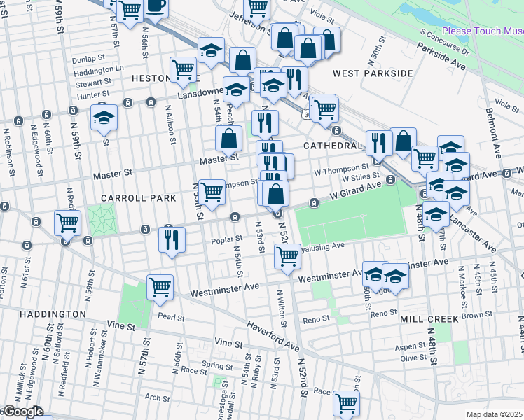 map of restaurants, bars, coffee shops, grocery stores, and more near in Philadelphia