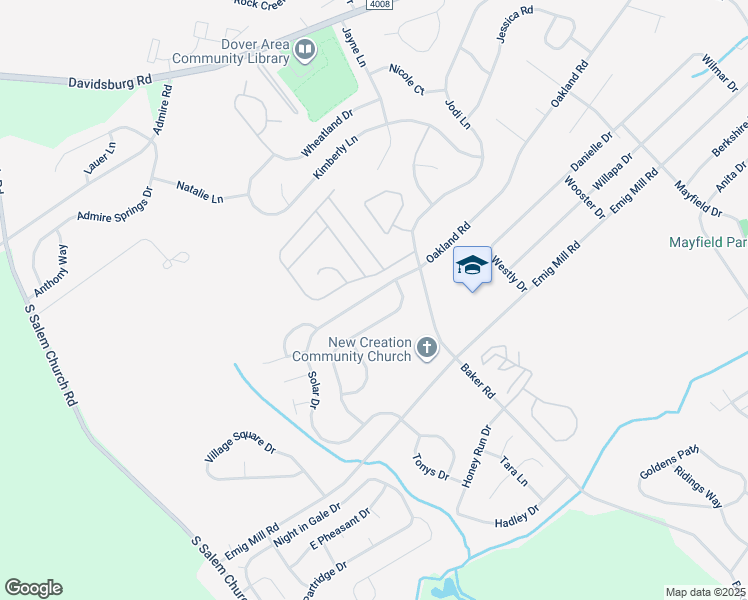 map of restaurants, bars, coffee shops, grocery stores, and more near 3045 Solar Drive in Dover