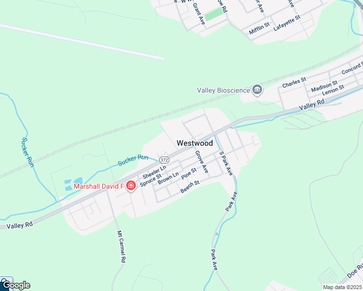 map of restaurants, bars, coffee shops, grocery stores, and more near 1315 Valley Road in Coatesville
