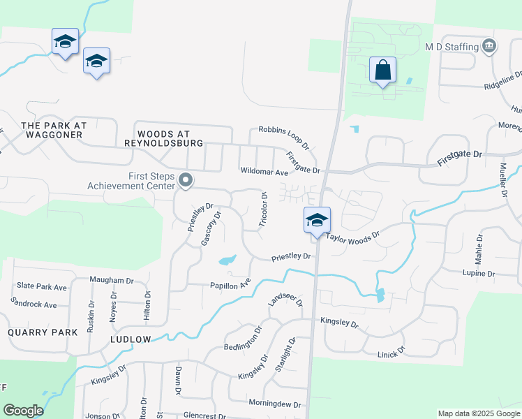 map of restaurants, bars, coffee shops, grocery stores, and more near 783 Tricolor Drive in Reynoldsburg