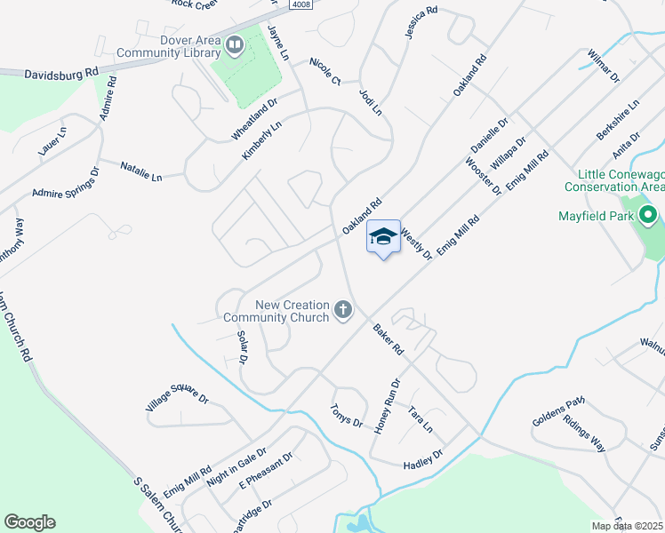 map of restaurants, bars, coffee shops, grocery stores, and more near 3059 Milky Way in Dover