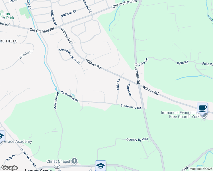 map of restaurants, bars, coffee shops, grocery stores, and more near 155 Southview Drive in York