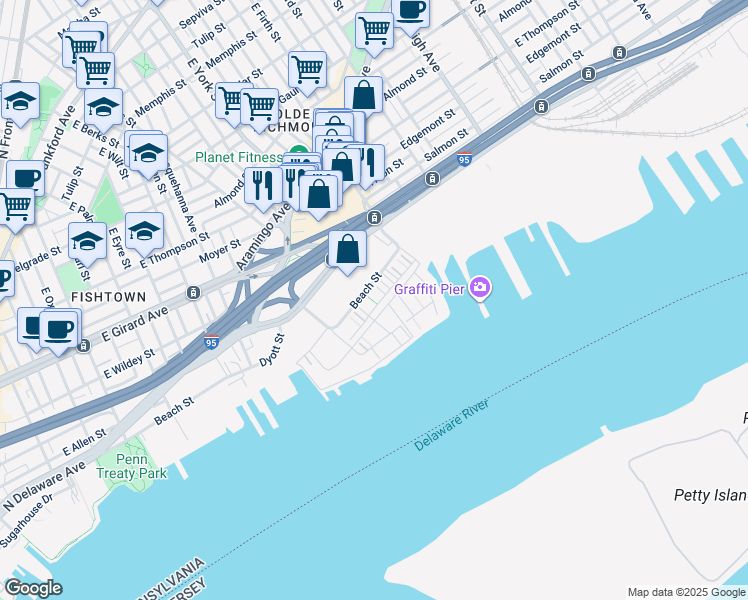 map of restaurants, bars, coffee shops, grocery stores, and more near 3001 Sedgeview Walk in Philadelphia