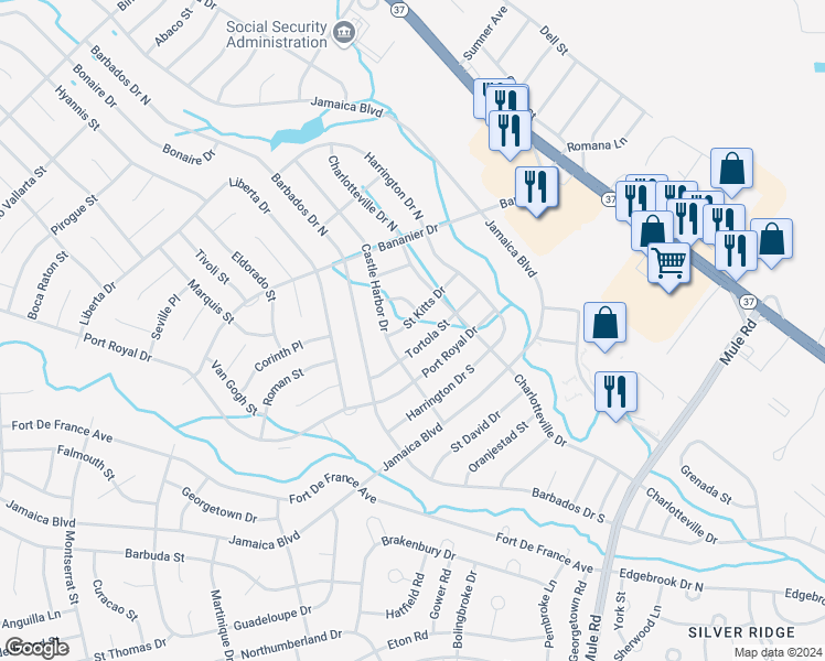 map of restaurants, bars, coffee shops, grocery stores, and more near 192 Liberta Drive in Toms River